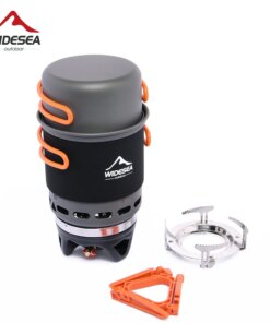 Widesea Camping Cooking System with Heat Exchanger Outdoor Gas Burner Stove Tourist Pot Set Cup Tableware Cookware Tourism Hike