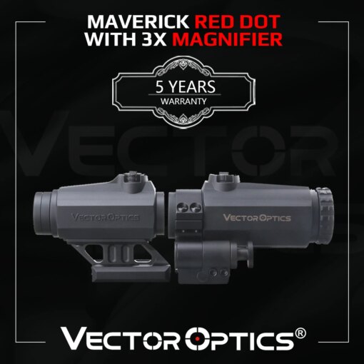 Vector Optics Maverick Series Red Dot Sight & 3x22 Magnifier Rifle Sight Combo With QD Mount For Hunting Tactical AR .223 .308