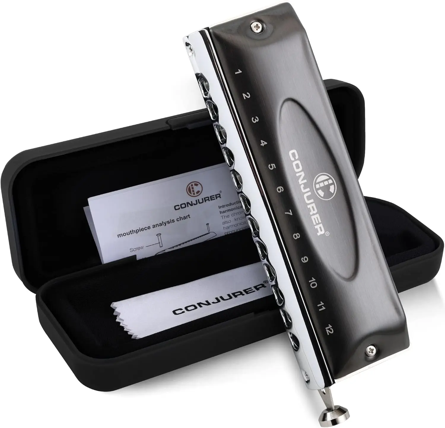 CONJURER Chromatic Harmonica 12 Hole 48 Tones Key of C without valves for beginners adults professional