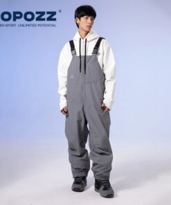 COPOZZ Thicken Snowboard Back Ski Pants All-in-one Oversized Windproof Waterproof Overalls Men Women Warm 3L Outdoor Jumpsuit