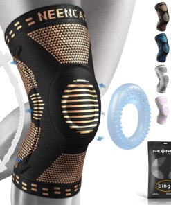 NEENCA Copper Knee Brace Knee Support with Patella Gel Pad &Side Stabilizers for Knee Pain Sport Arthritis ACL Joint Pain Relief