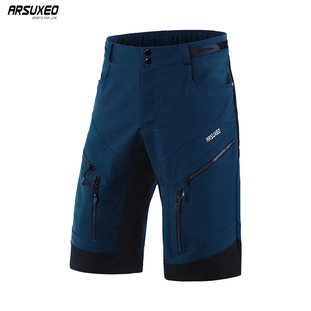 ARSUXEO Men's Cycling Shorts Loose Fit Downhill MTB Mountain Bike Shorts Outdoor Sport Bicycle Short Pants Water Repellent 1903