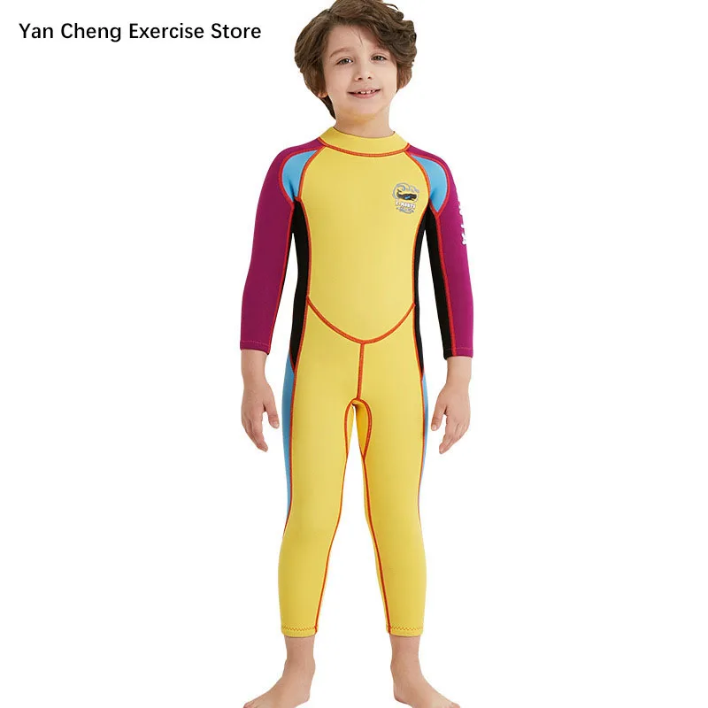 Hot Boys' Swimwear 2.5mm Neoprene Wetsuit For Children Long Sleeve Scratch Proof Surfing Diving Beach Playing Kids Rash Guard