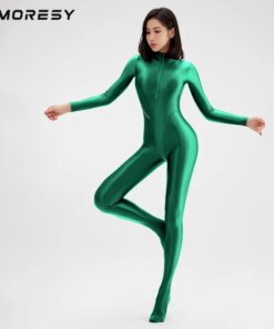 AMORESY new shiny and shiny competitive diving suit one-piece hot spring is thin and even the feet pull forward tight swimsuit