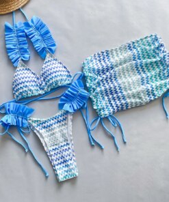 3 Pieces Bikini Women Swimsuit 2024 Female Swimwear Sexy Beachwear Swimming Suit Bathing Suit Bikini Set Skirt Zigzag Biquini