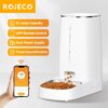 ROJECO Automatic Cat Feeder Pet Smart Cat Food Kibble Dispenser Remote Control WiFi Button Auto Feeder For Cats Dog Accessories