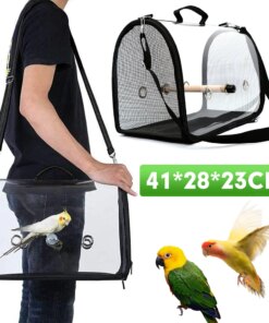 Black Breathable Bird Parrot Carrier Transparent Nest Pet Backpack Travel Bag