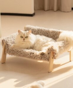 Mewoofun Soft Cat Pads Wooden Pet Bed With Plush for Cats and  Litter Small Dogs Pet Nest Four Seasons Cat Dog sofa Pet Supplies