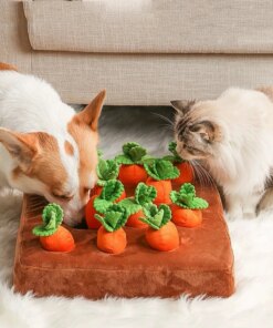 12 Plush Carrots Enrichment Dog Puzzle Toys Hide and Seek Carrot Farm Dog Toys Carrot Patch Dog Snuffle Toy for Puppy Large Dogs