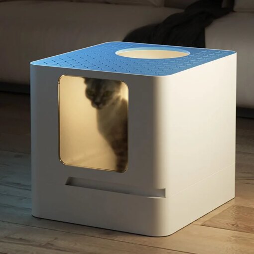 Sandbox Litter Box Fully Closed Cat Litter Box Big Cat Litter Tray Closed Sandbox Toilet House Top Entry Litter Box Pet Items