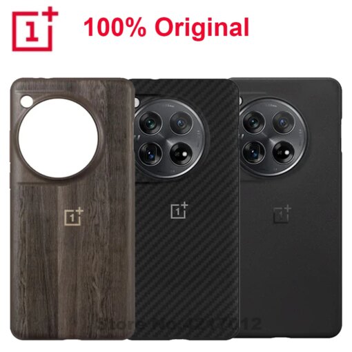 Original OnePlus 12 Case Carbon Sandstone Black Wood Bumper Karbon Protective Cover Case For One Plus 12 5G Smart Phone OPO