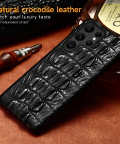 100% Natural Crocodile Leather Case Cover For Samsung Galaxy S24 S22 S23 Ultra S20 FE S21 Plus Note 20 10 A52 A53 A54 5G A52S