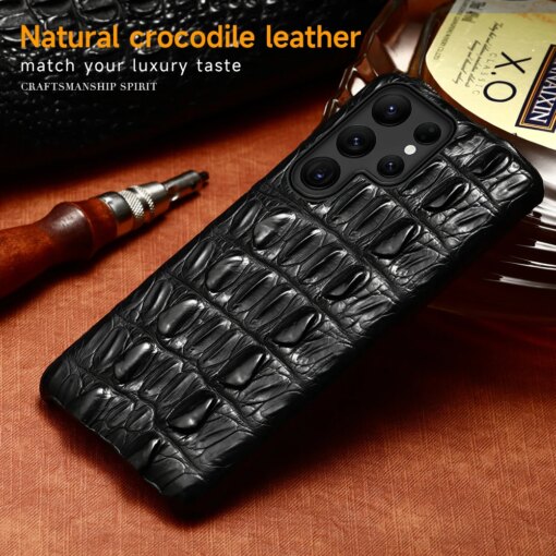 100% Natural Crocodile Leather Case Cover For Samsung Galaxy S24 S22 S23 Ultra S20 FE S21 Plus Note 20 10 A52 A53 A54 5G A52S