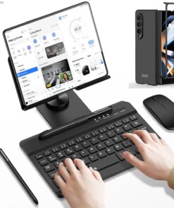 cover For Samsung Galaxy 5 4 3 2 case with Bluetooth keyboard mouse pen Metal Folding bracket Phone Case With screen protector