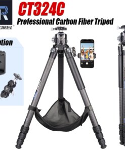Compact Carbon Fiber Tripod with Stone Bag INNOREL CT324C Heavy Duty Travel Camera Stand for Canon Sony Nikon DSLR Camcorder