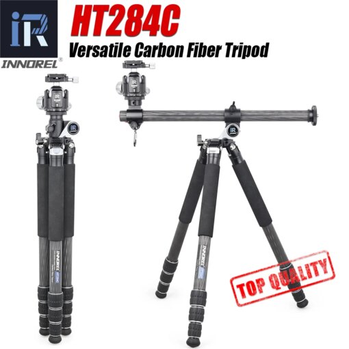 INNOREL HT284C Carbon Fiber Camera Horizontal Tripod 182cm with Center Column for Canon Nikon DSLR Video Camcorder 20kg Max Load