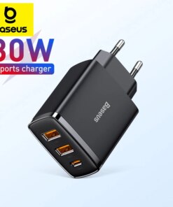 Baseus 30W USB Charger QC3.0 PD3.0 Type C PD Fast Charging 3 Ports Quick Phone Charger For iPhone 15 14 13Pro Max Xiaomi Samsung