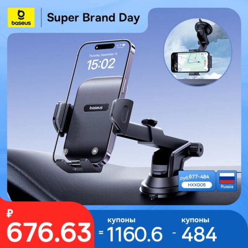 Baseus Car Phone Holder Sucker for Dashboard Windshield Vent Mobile Car Holder Clamp For iPhone Pro Max X Xiaomi Huawei Samsung