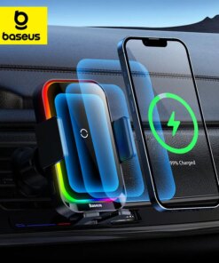 Baseus Car Phone Holder Infrared RGB15W QI Wireless Phone Charger for iPhone Xiaomi Samsung Car Mount Fast Charging Easy Control