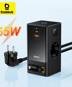 Baseus 65W Desktop Charger Digital Power Strip  Retractable-C 65W Fast Charger PowerCombo For Laptop Phone Quick Charger