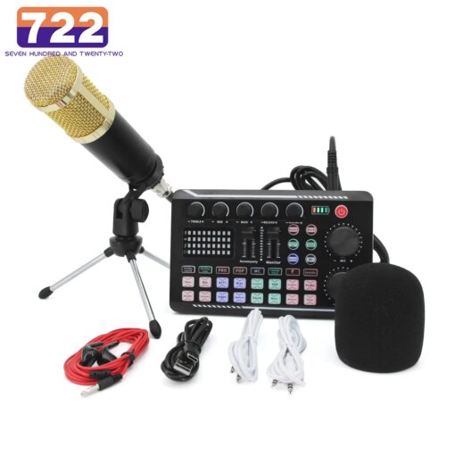 DJ Equipment Microphone Sound Card Console Studio Sound Card Kit Cable Phone Mixing Computer Live Voice Mixer F998 Sound Card