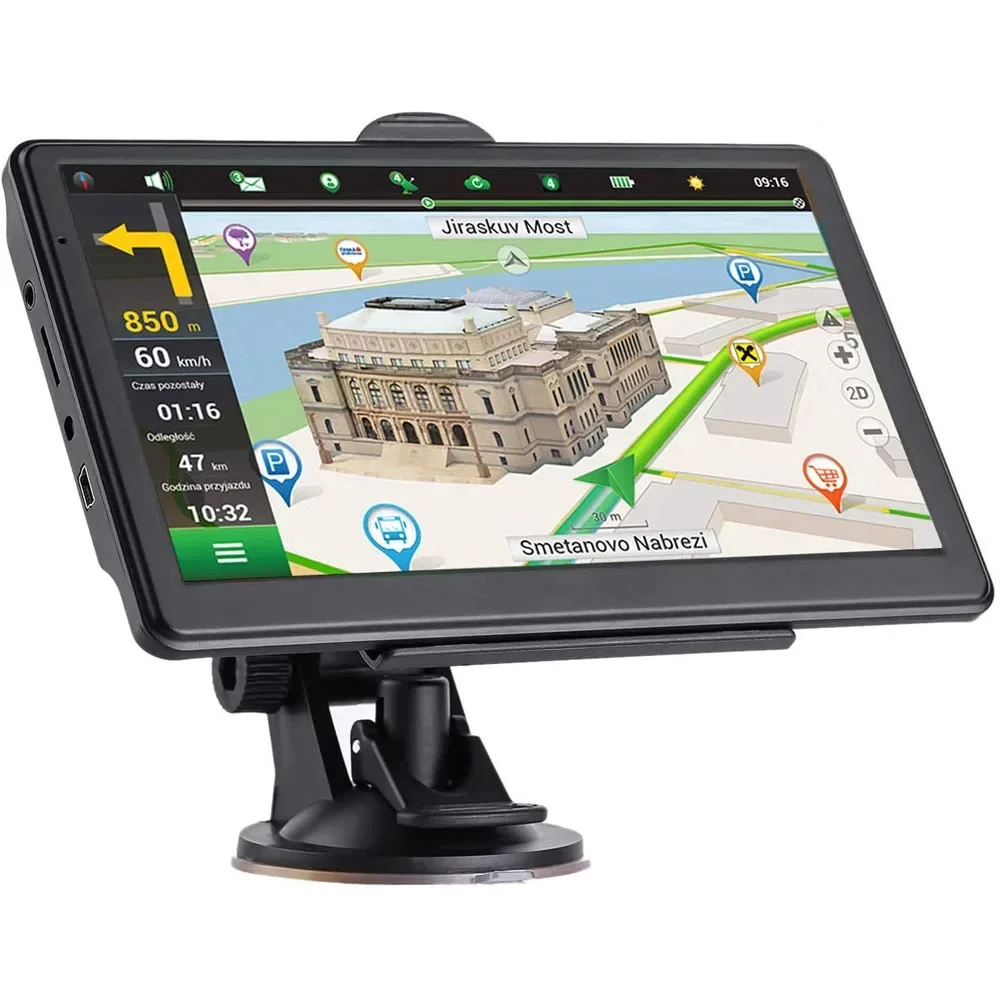 Car GPS Navigation 7 Inch Touch Screen GPS Navigator Truck Sunshade Sat 256M+8G Europe Map GPS Navigators Voice Turn Direction