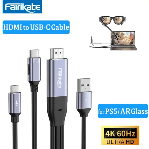 HDMI to USBC Cable 4K60Hz HDMI to TypeC Adapter for PS5 Xbox SteamDeck to XrealAir NrealAir RokidMax RayNeoAir Touchable Monitor