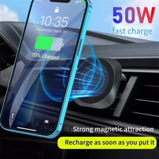 50W Fast Car Wireless Charging Station Strong Magnetic Car Wireless Charger For Macsafe iPhone 15 14 13 12 Pro Max mini Phone
