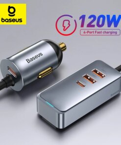 Baseus 120W PD Car Charger Quick Charger QC 3.0 PD 3.0 For iPhone 15 14 13 Samsung Type-C USB Charger Portable USB Phone Charger