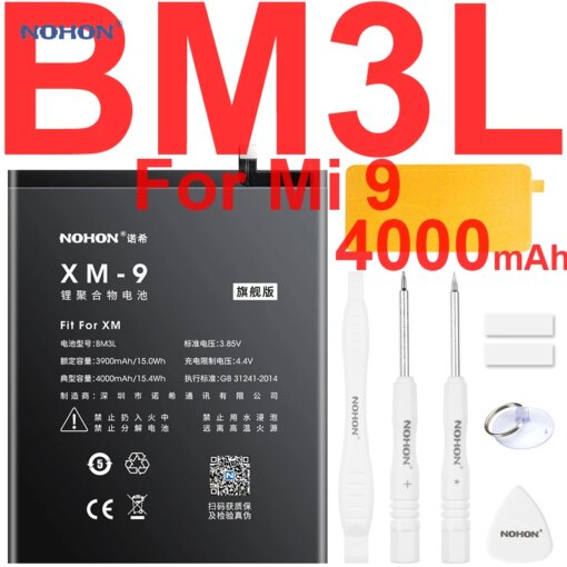 Nohon Battery For Xiaomi Mi 9 BM3L 3900mAh-4000mAh High Capacity Built-in Phone Li-polymer Batteries For Xiaomi 9 Mi9 with Tools