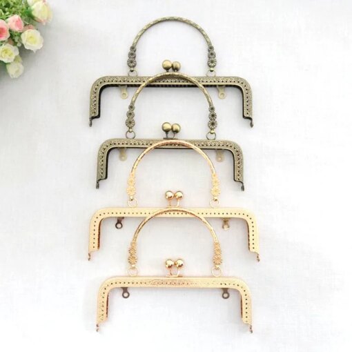 4PCS Metal Handbag Handle Frame Kiss Clasp Lock Handle Arch for DIY Purse Bag Fashion New Fashion Handle DIY Craft 18CM 20CM