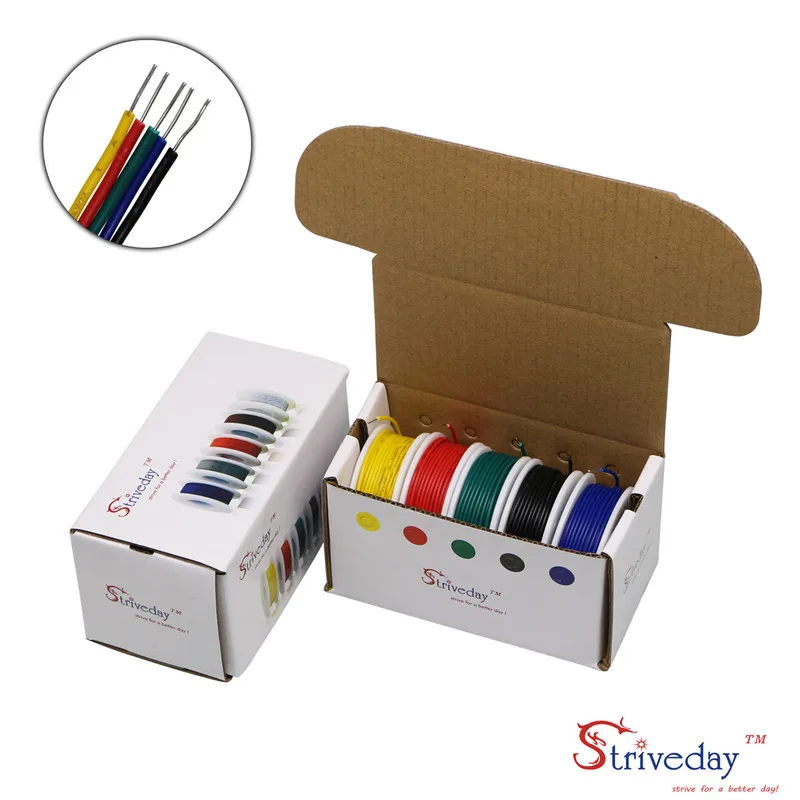 20 22 24 26awg ( 5 colors Mix Solid core Wire Kit ) Tinned Copper Electrical line Cable wires PCB Wire DIY