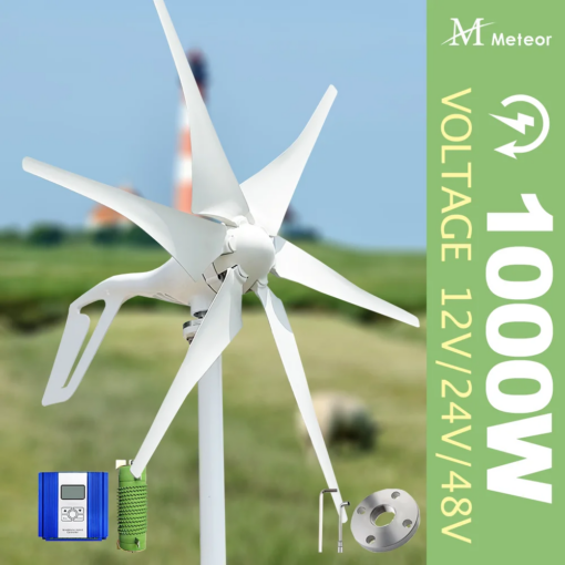 1000W Horizontal Wind Turbine Home Appliance Generator 12V 24V 48V Low Start Speed Free Alternative Energy Camping Windmill