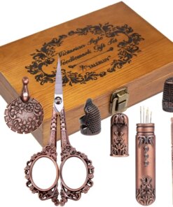 Vintage Sewing Kit Complete European Style Antique Embroidery Scissors Set Retro Sewing Diy Craft Supplies with Needles Scissors