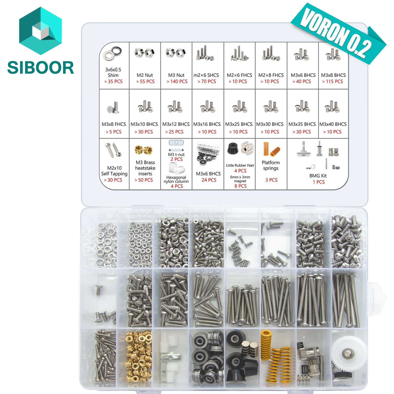 Voron V0.2 R1 Complete Fastener Kit 3D Printer Parts DIY Project Hardware Fasteners Screws Nuts Full Kits 3D Printer Machine