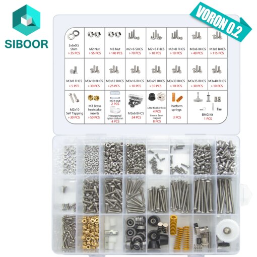 1 Set V0.2 R1 Complete Hardware 3D Printer Fasteners Screws Nuts DIY Project Full Kits for Voron 0.1 0.2 3D Printer Screws Kit