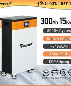 Tewaycell 48V 51.2V 300Ah 15KWh Lifepo4 Battery Pack Powerwall 310Ah Built-in BMS ESS Home Energy Solar Storage System NO TAX