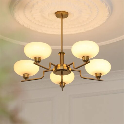 Mid century Bauhaus  Chandeliers modern French milky white glass light bedroom study living room designer home interior lights