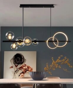 Modern Long LED Ceiling Chandelier Black for Kitchen Table Dining Living Room Pendant Lamp Interior Lighting Lusters Luminaires