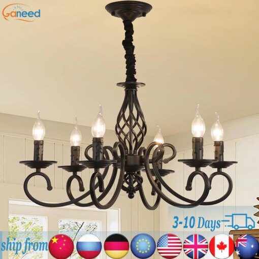 Nordic Vintage Candle Chandeliers Lighting Lustre Hanging lamps for Ceiling Farmhouse Lamp For Diningr Kitchen Chandelier Room