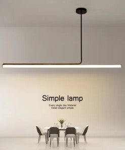 Modern Long Tube Led Chandelier Dimmable Black for Table Dining Room Kitchen Accesories Pendant Lights Minimalist Decor Fixture