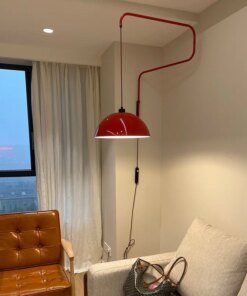 Red Rocker Chandelier Wabi-sabi Style Living Room Wall Bedroom Bedside Restaurant Wiring-Free Folding Retractable Wall Lamp