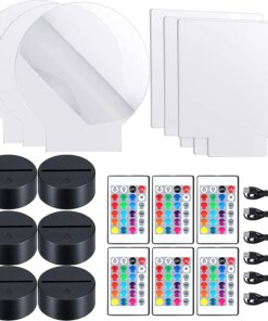 6 Sets DIY 3D Night LED Light Lamp Including 6 Light Display Stands And Clear Acrylic Sheets With Remote And USB Cables For Room