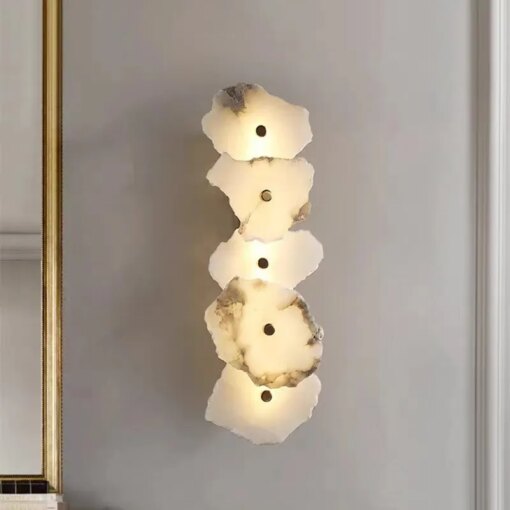 Modern brass wall light Natural LED long Marble Lamp Luxury Novelty Lighting Sconce  Bedroom Living Dining Room hall way light