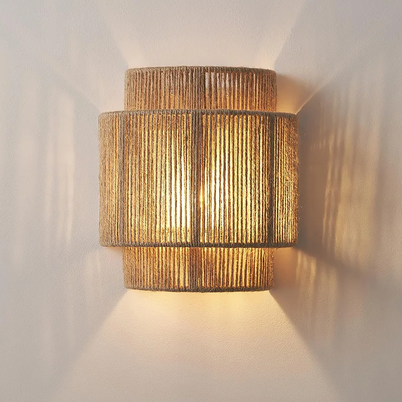 MORI SCONCE lamp Hemp Rope Wall Light or Bedroom Bedside Lights Dining Room Living Room Aisle Japanese Wall Lamp