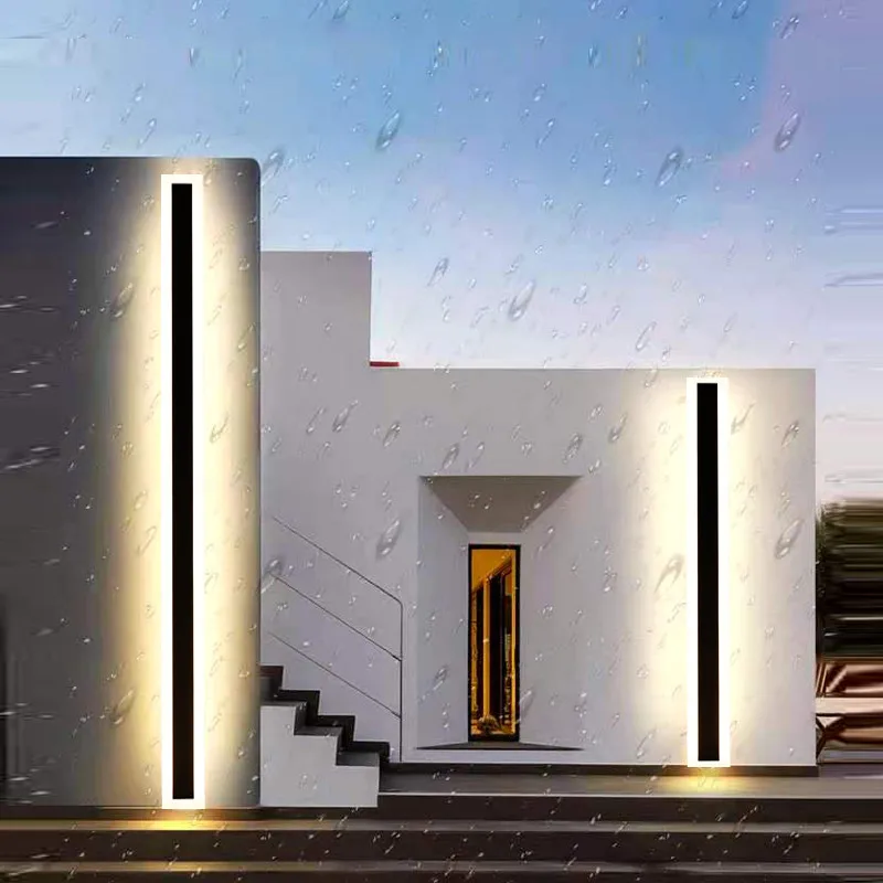 Modern Waterproof outdoor Long Strip LED wall lamps IP65 Aluminum Wall Light Garden porch Sconce Lights 110V 220V wall washer