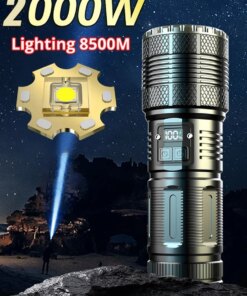 9500M LED Flashlight USB C Rechargeable 5000W Flash Light 990000000LM Power Flashlights Zoom Tactical Lantern 20000mah battery