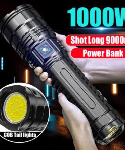 Built-in Battery Flash Light Emergency Spotlights 4km 10000LM 800W Most Powerful Led Flashlights Tactical 15000mah