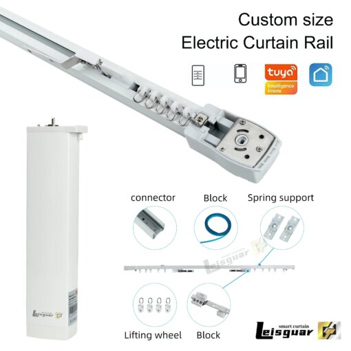Tuya Wifi Zigbee Electric AI Curtain Support Alexa Google Alice Voice Control Smart Home System Motor Rail Custom Track Size Set