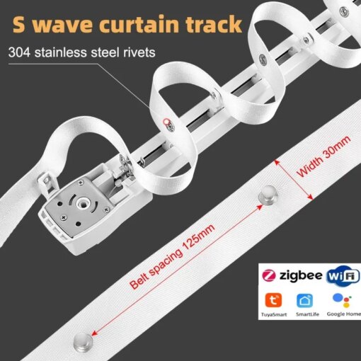 Factory S Fold Custom smart Track ripple Electric Curtain Alexa Google Alice Voice Control Home System Rail